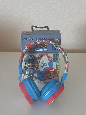 Kids Wireless Headphones - Red, Blue, Multicolor Super Mario Style